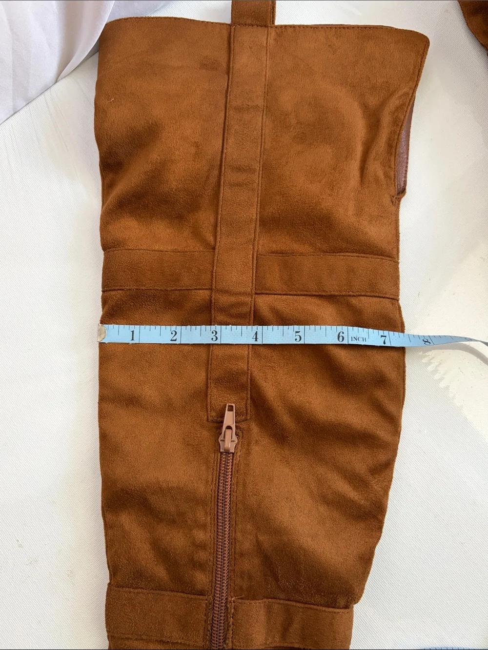 Yoki Tall Faux Suede Over-the-Knee Boots in Cognac Brown